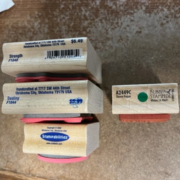 Chinese Symbols Rubber Stamp Lot: Destiny*Strength*China Seal*Chinese Dragon NEW - Picture 12 of 12